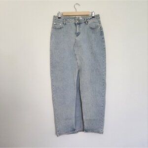 Princess Polly Alaskan  Blue High Waisted Front Slit Midi  Skirt Size 8